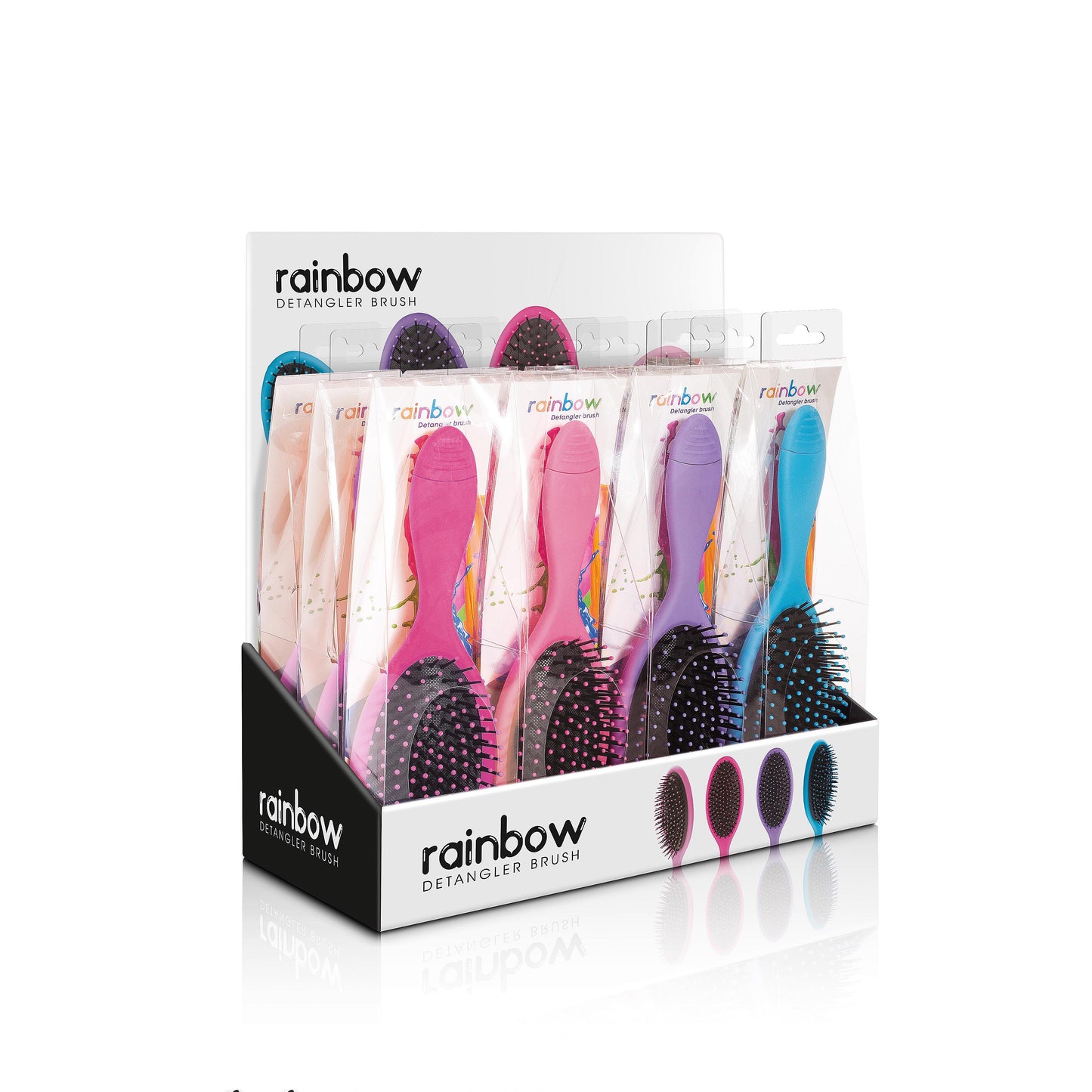 RAINBOW - Espositore da 12 spazzole districanti assortite