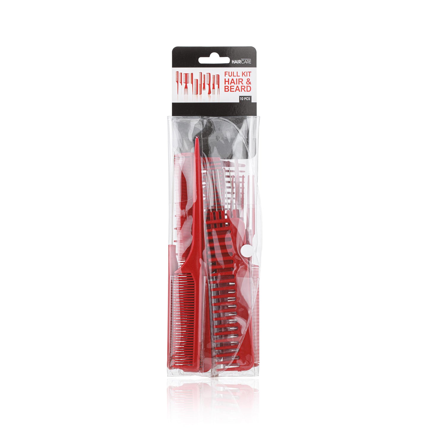 Set 10 pettini rossi professionali barba e capelli