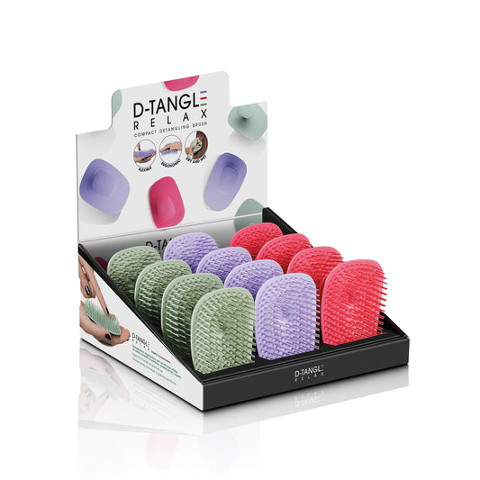 D-TANGLE RELAX - Espositore da 12 spazzole districanti compatte